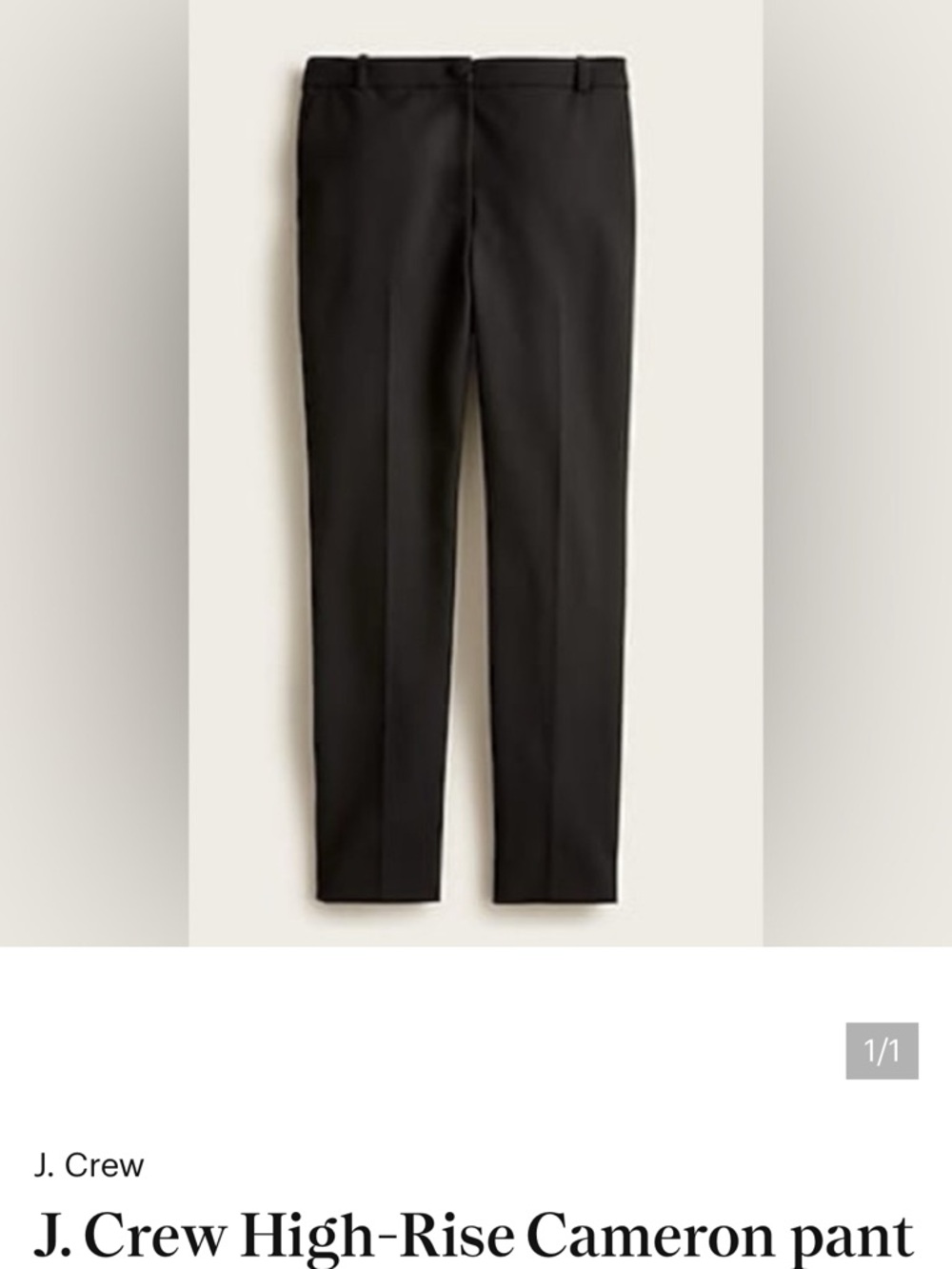 J. Crew Black High-Rise Cameron Trousers